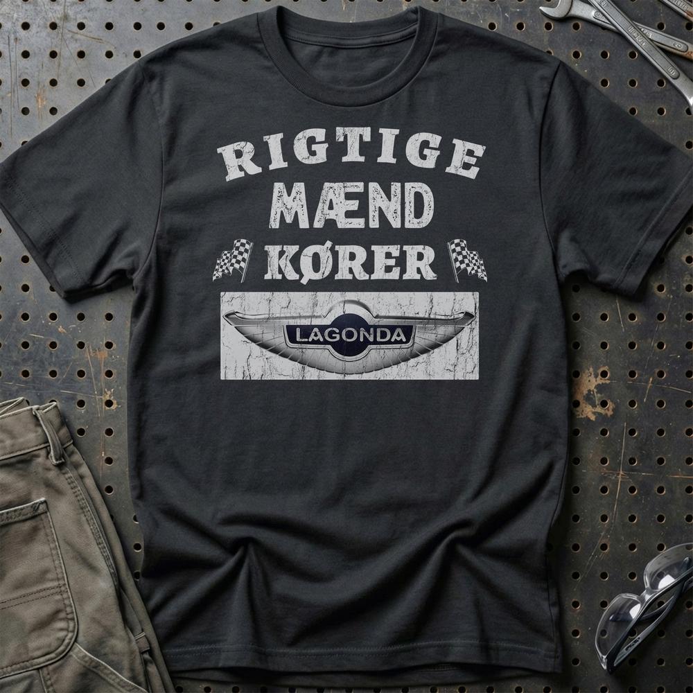 Lagonda Rigtige Mænd Kører T-Shirt-Beklædning-Lagonda-Sort-S-Garage Culture Shop- garage - man cave - merchandise