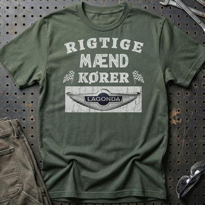 Lagonda Rigtige Mænd Kører - Unisex T-Shirt , Bomuld-Beklædning-Lagonda-Grøn Militær-S-Garage Culture Shop- garage - man cave - merchandise