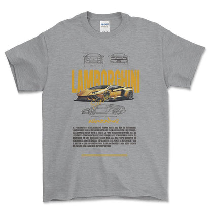 Lamborghini Aventador - Unisex T-Shirt , Bomuld-Beklædning-Lamborghini-Grå Sport-S-Forside-Garage Culture Shop- garage - man cave - merchandise