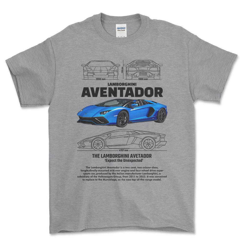Lamborghini Aventador - Unisex T-Shirt , Bomuld-Beklædning-Lamborghini-Grå Sport-S-Forside-Garage Culture Shop- garage - man cave - merchandise
