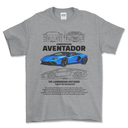 Lamborghini Aventador - Unisex T-Shirt , Bomuld-Beklædning-Lamborghini-Grå Sport-S-Forside-Garage Culture Shop- garage - man cave - merchandise