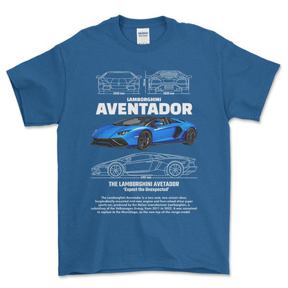 Lamborghini Aventador - Unisex T-Shirt , Bomuld-Beklædning-Lamborghini-Blå Royal-S-Forside-Garage Culture Shop- garage - man cave - merchandise