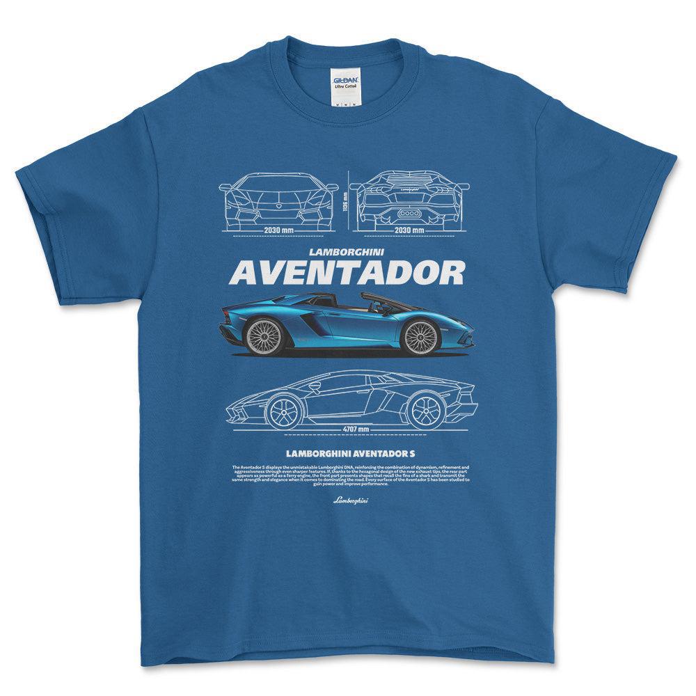 Lamborghini Aventador - Unisex T-Shirt , Bomuld-Beklædning-Lamborghini-Blå Royal-S-Forside-Garage Culture Shop- garage - man cave - merchandise