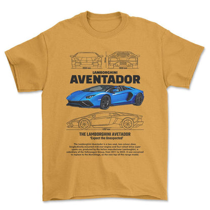 Lamborghini Aventador - Unisex T-Shirt , Bomuld-Beklædning-Lamborghini-Guld-S-Forside-Garage Culture Shop- garage - man cave - merchandise