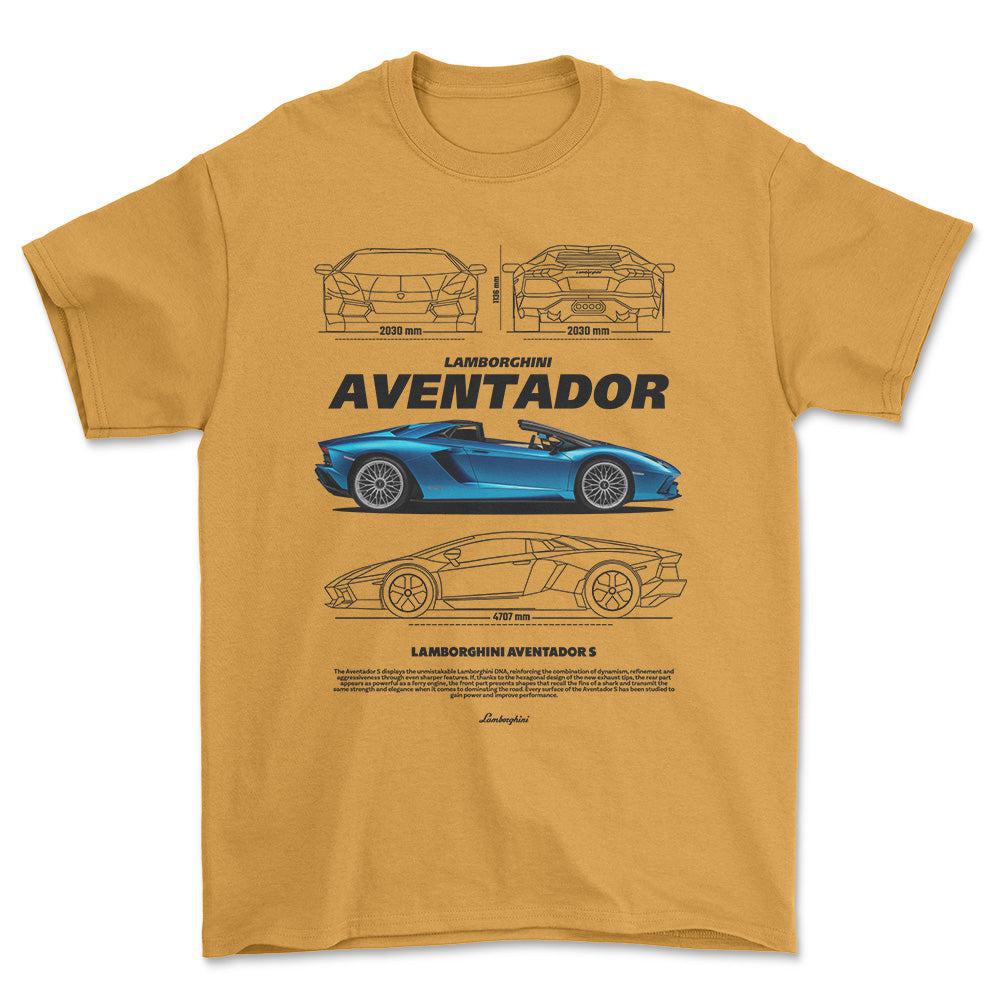 Lamborghini Aventador - Unisex T-Shirt , Bomuld-Beklædning-Lamborghini-Guld-S-Forside-Garage Culture Shop- garage - man cave - merchandise