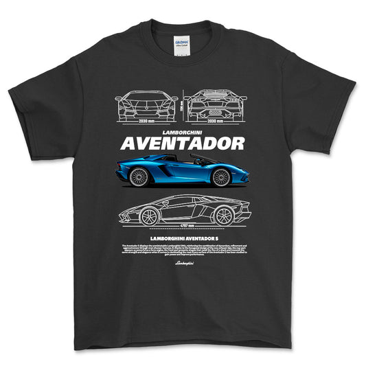 Lamborghini Aventador - Unisex T-Shirt , Bomuld-Beklædning-Lamborghini-Sort-S-Forside-Garage Culture Shop- garage - man cave - merchandise