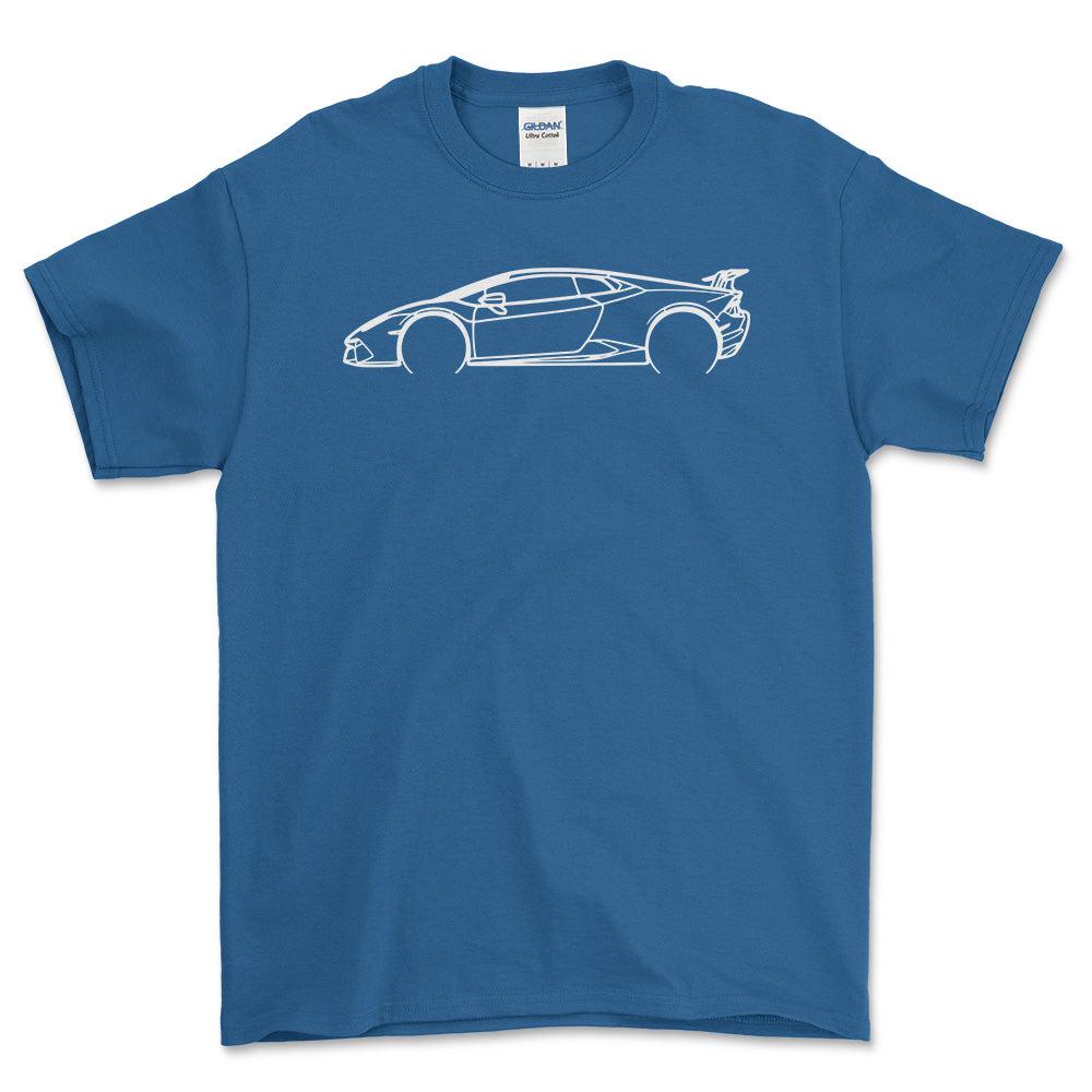 Lamborghini Huracan Performante Outline T-Shirt-Beklædning-Lamborghini-Blå Royal-S-Garage Culture Shop- garage - man cave - merchandise