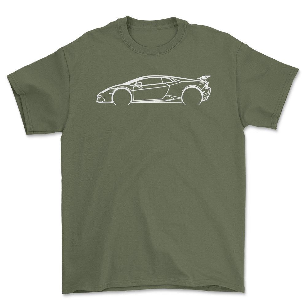 Lamborghini Huracan Performante Outline T-Shirt-Beklædning-Lamborghini-Grøn Militær-S-Garage Culture Shop- garage - man cave - merchandise