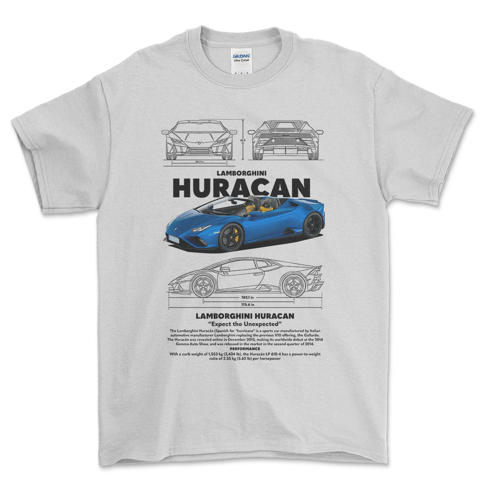 Lamborghini Huracan - Unisex T-Shirt , Bomuld-Beklædning-Lamborghini-Hvid-S-Forside-Garage Culture Shop- garage - man cave - merchandise