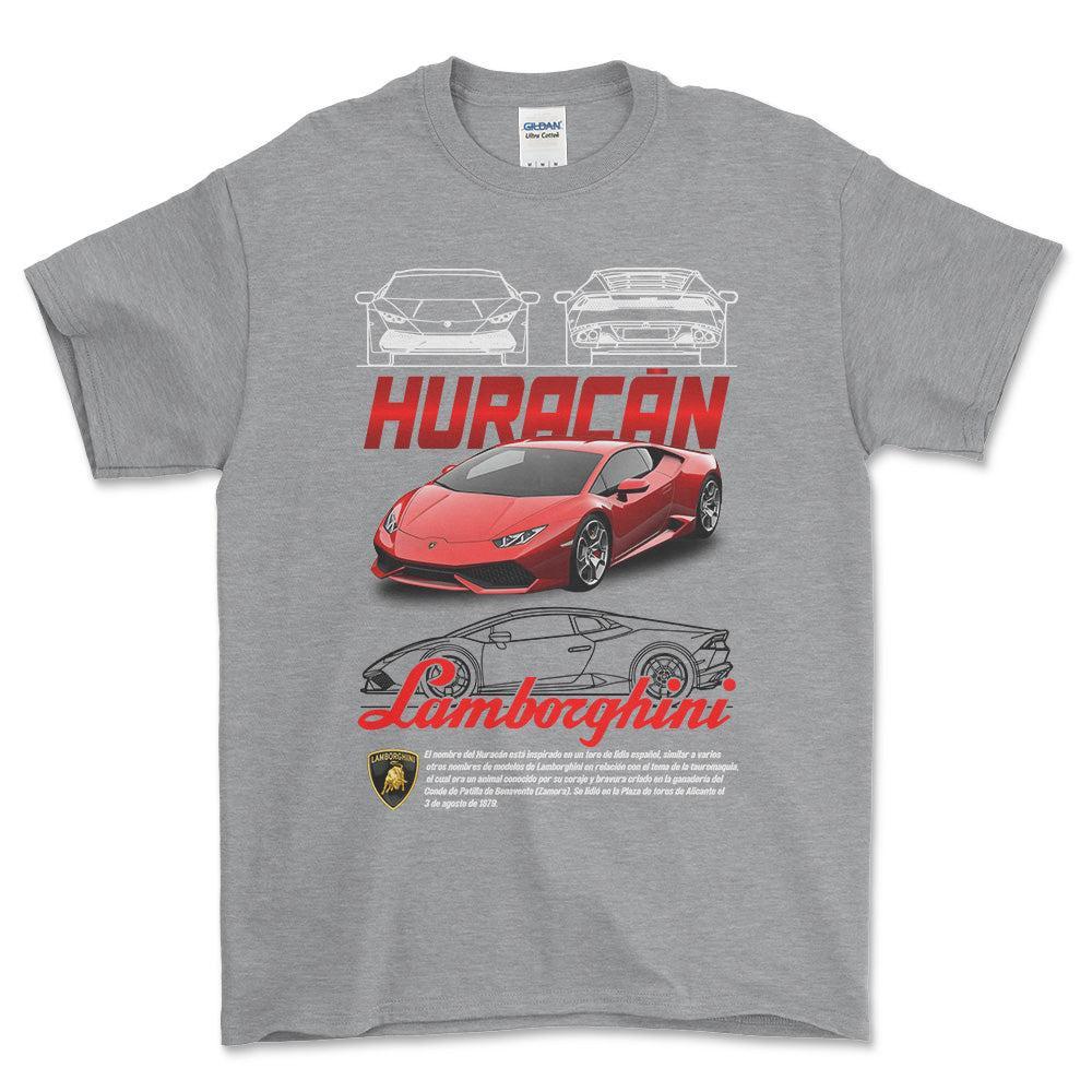 Lamborghini Huracan - Unisex T-Shirt , Bomuld-Beklædning-Lamborghini-Grå Sport-S-Forside-Garage Culture Shop- garage - man cave - merchandise