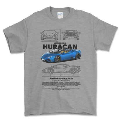 Lamborghini Huracan - Unisex T-Shirt , Bomuld-Beklædning-Lamborghini-Grå Sport-S-Forside-Garage Culture Shop- garage - man cave - merchandise