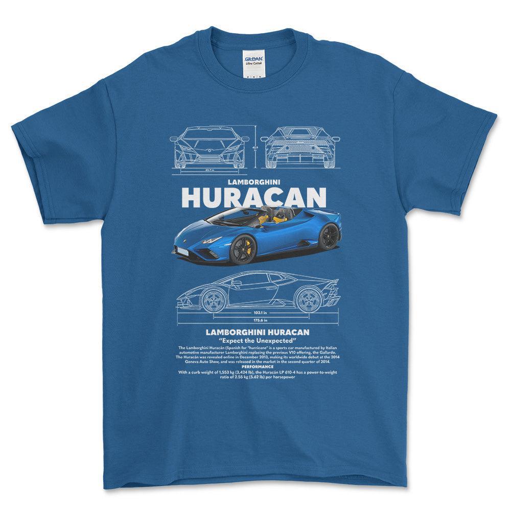 Lamborghini Huracan - Unisex T-Shirt , Bomuld-Beklædning-Lamborghini-Blå Royal-S-Forside-Garage Culture Shop- garage - man cave - merchandise