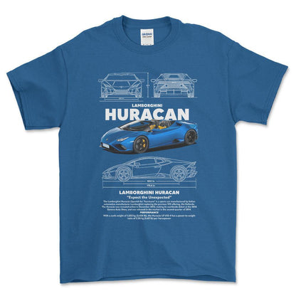 Lamborghini Huracan - Unisex T-Shirt , Bomuld-Beklædning-Lamborghini-Blå Royal-S-Forside-Garage Culture Shop- garage - man cave - merchandise