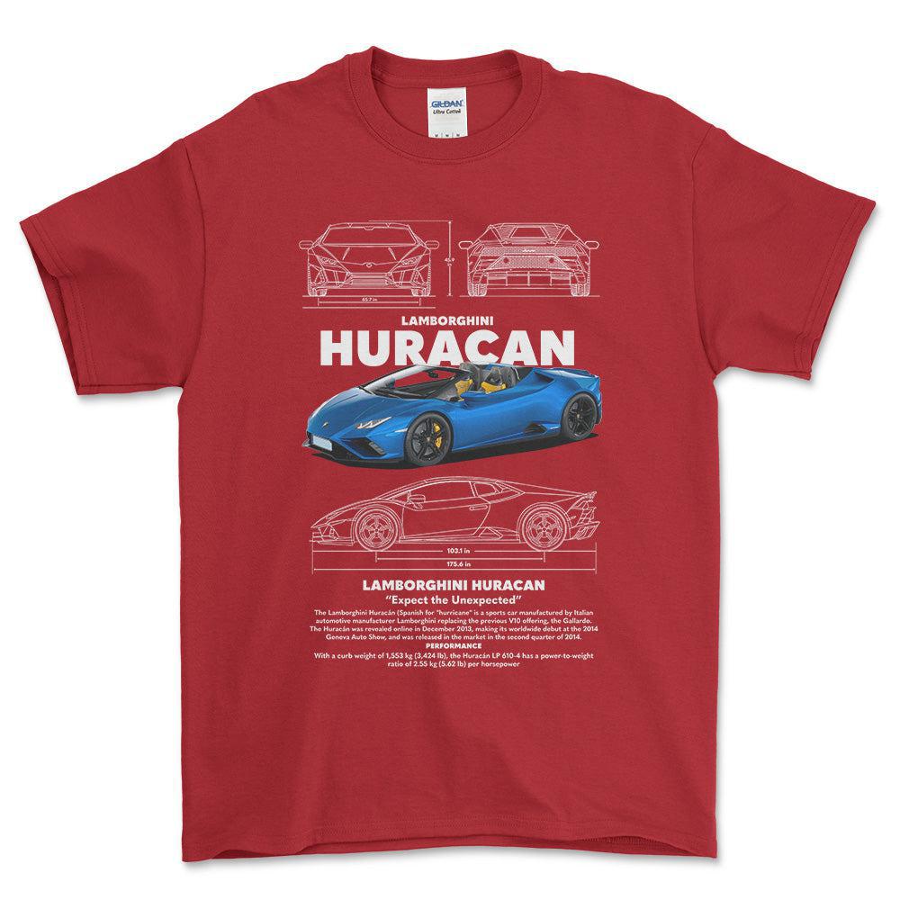 Lamborghini Huracan - Unisex T-Shirt , Bomuld-Beklædning-Lamborghini-Rød-S-Forside-Garage Culture Shop- garage - man cave - merchandise