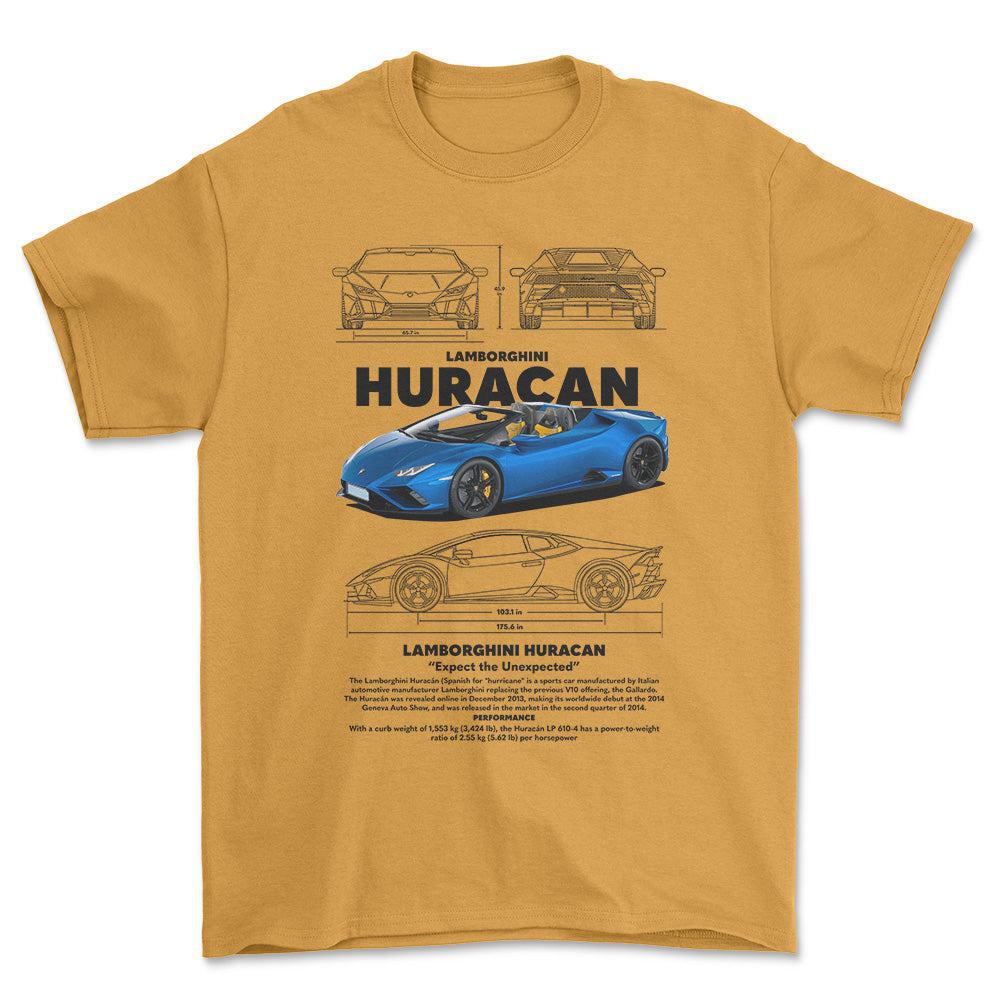 Lamborghini Huracan - Unisex T-Shirt , Bomuld-Beklædning-Lamborghini-Guld-S-Forside-Garage Culture Shop- garage - man cave - merchandise