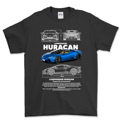 Lamborghini Huracan - Unisex T-Shirt , Bomuld-Beklædning-Lamborghini-Sort-S-Forside-Garage Culture Shop- garage - man cave - merchandise