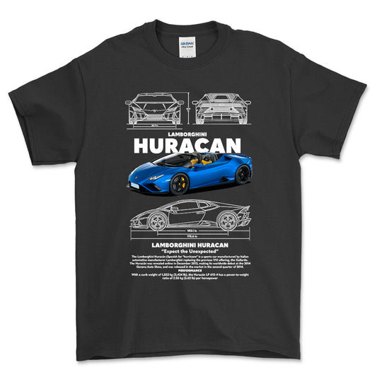 Lamborghini Huracan - Unisex T-Shirt , Bomuld-Beklædning-Lamborghini-Sort-S-Forside-Garage Culture Shop- garage - man cave - merchandise