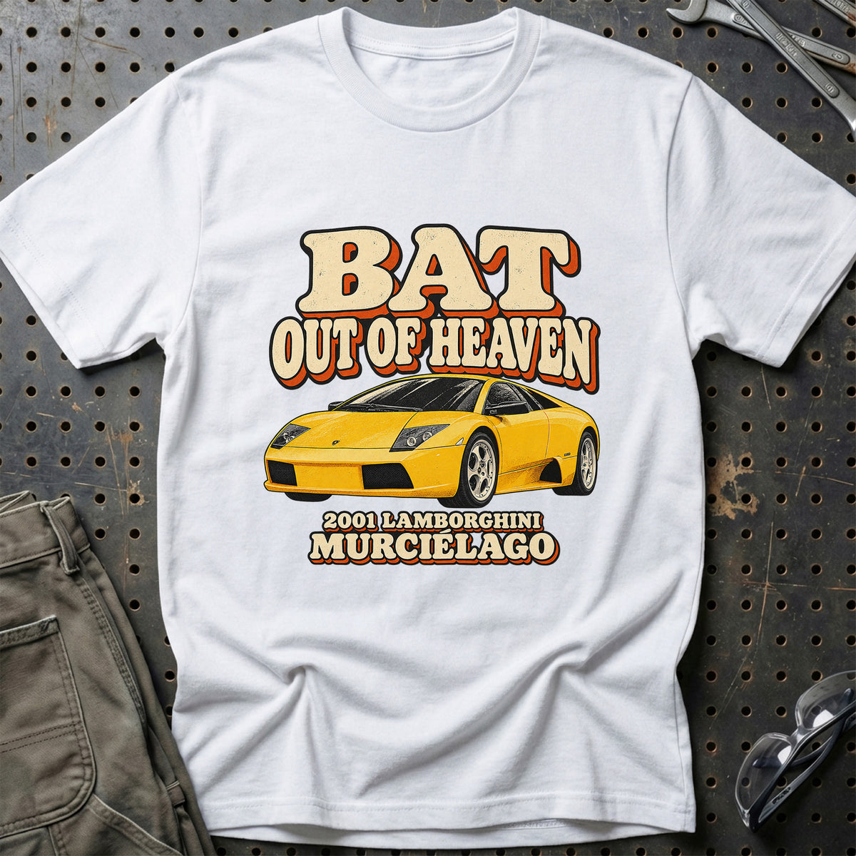 
Lamborghini Murciélago 2001 – Bat Out of Heaven T-Shirt – Hvid