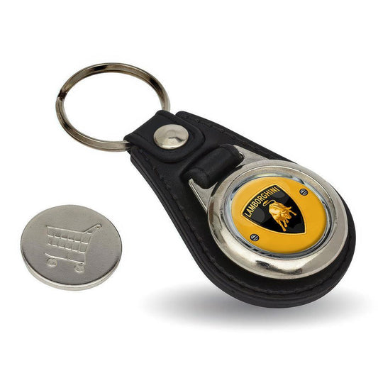 Lamborghini - Nøglering med Indkøbsvognsmønt – Metal & Kunstlæder-Nøglering-Lamborghini-Garage Culture Shop- garage - man cave - merchandise