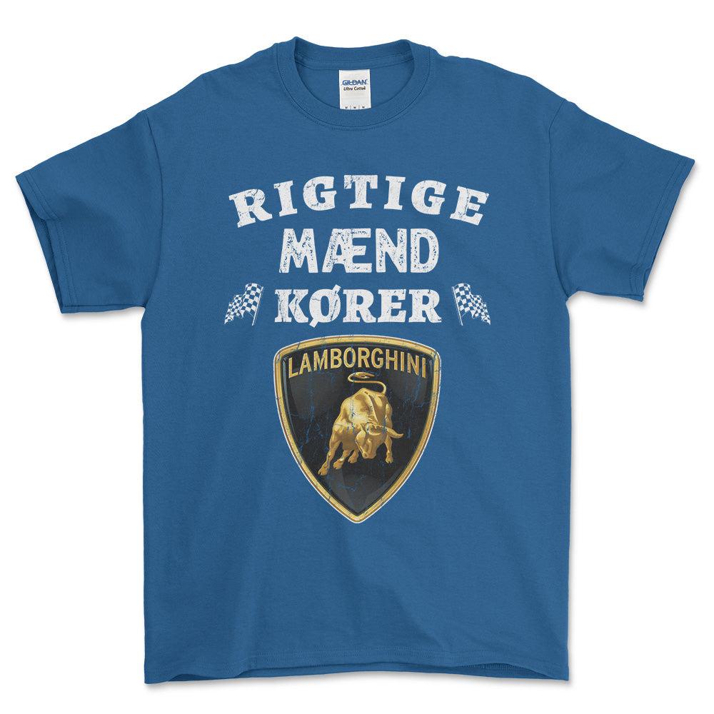 Lamborghini Rigtige Mænd Kører - Unisex T-Shirt , Bomuld-Beklædning-Lamborghini-Blå Royal-S-Forside-Garage Culture Shop- garage - man cave - merchandise