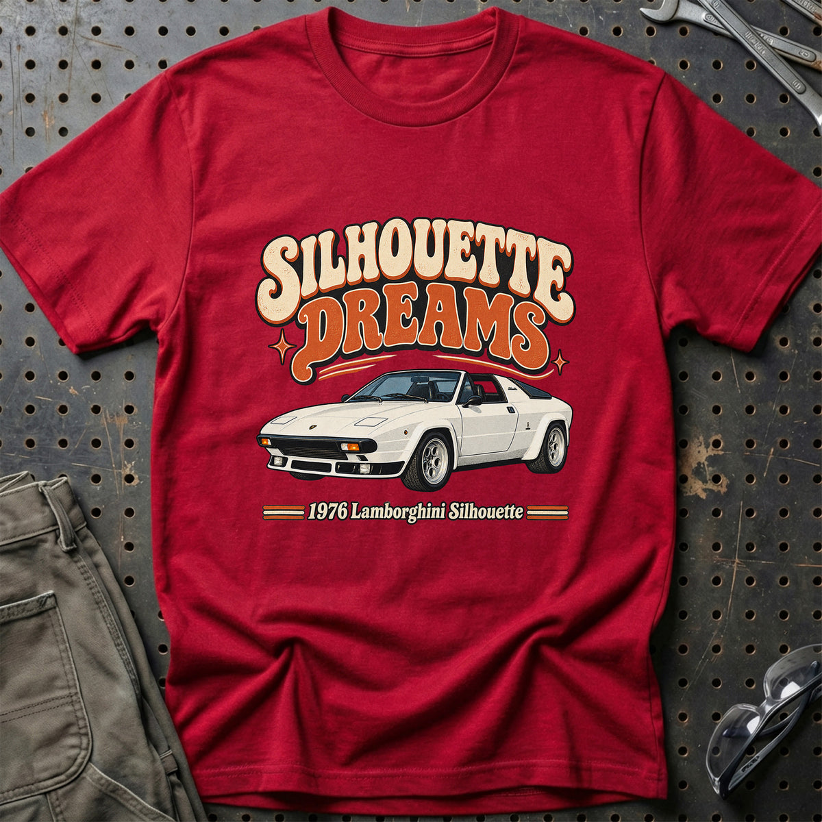 
Lamborghini Silhouette 1976 – Silhouette Dreams T-Shirt – Rød