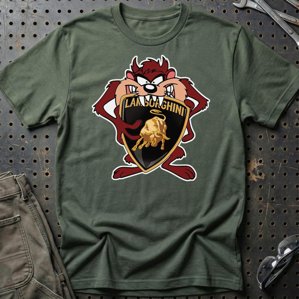 Lamborghini TAZ T-Shirt-Beklædning-Lamborghini-Grøn Militær-S-Garage Culture Shop- garage - man cave - merchandise