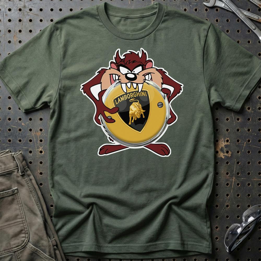 Lamborghini TAZ T-Shirt-Beklædning-Lamborghini-Grøn Militær-S-Garage Culture Shop- garage - man cave - merchandise