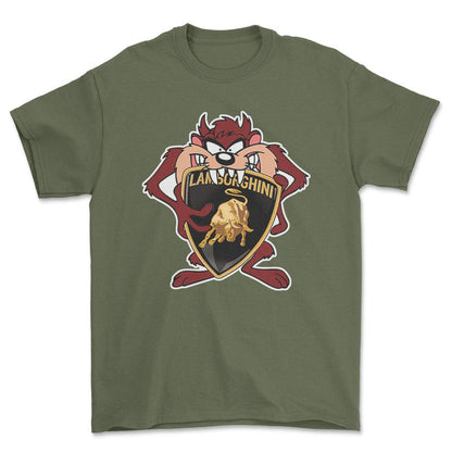 Lamborghini TAZ Unisex T-Shirt , Bomuld-Beklædning-Lamborghini-Grøn Militær-S-Forside-Garage Culture Shop- garage - man cave - merchandise