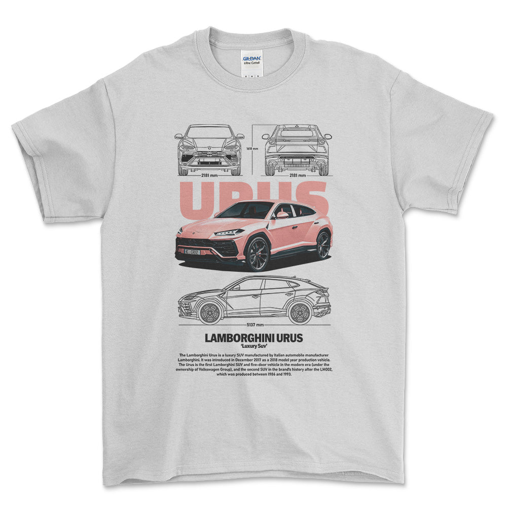 Lamborghini Urus - Unisex T-Shirt , Bomuld-Beklædning-Lamborghini-Hvid-S-Forside-Garage Culture Shop- garage - man cave - merchandise