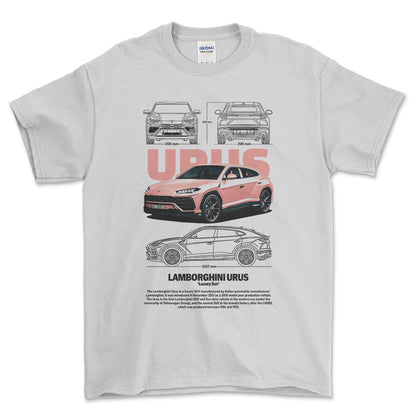 Lamborghini Urus - Unisex T-Shirt , Bomuld-Beklædning-Lamborghini-Hvid-S-Forside-Garage Culture Shop- garage - man cave - merchandise