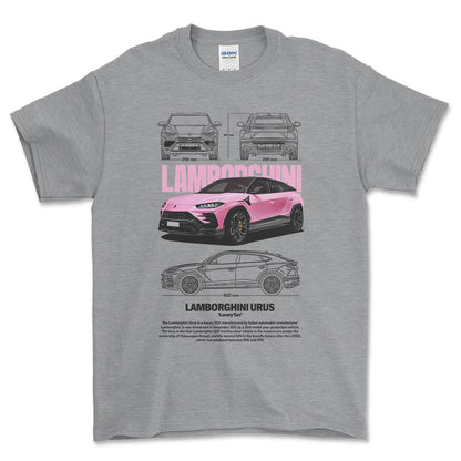Lamborghini Urus - Unisex T-Shirt , Bomuld-Beklædning-Lamborghini-Grå Sport-S-Forside-Garage Culture Shop- garage - man cave - merchandise