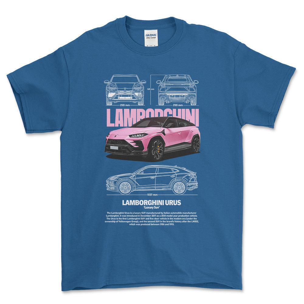 Lamborghini Urus - Unisex T-Shirt , Bomuld-Beklædning-Lamborghini-Blå Royal-S-Forside-Garage Culture Shop- garage - man cave - merchandise