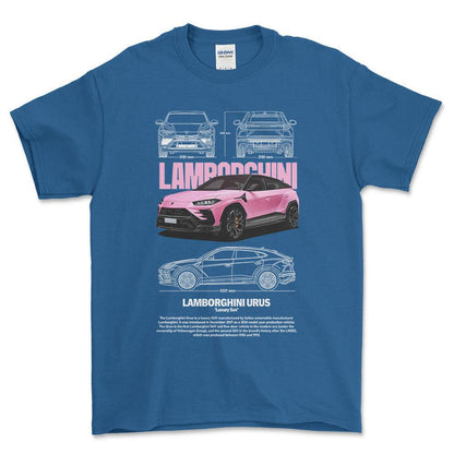 Lamborghini Urus - Unisex T-Shirt , Bomuld-Beklædning-Lamborghini-Blå Royal-S-Forside-Garage Culture Shop- garage - man cave - merchandise