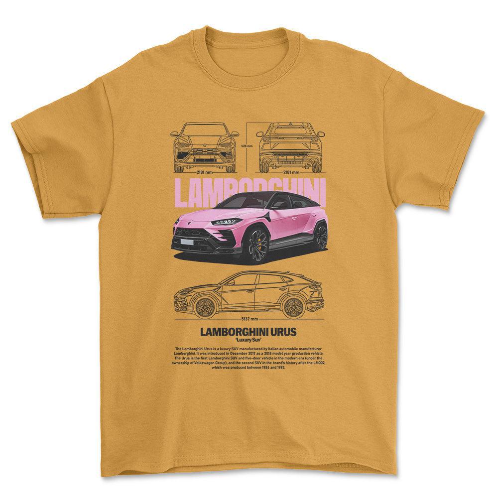 Lamborghini Urus - Unisex T-Shirt , Bomuld-Beklædning-Lamborghini-Guld-S-Forside-Garage Culture Shop- garage - man cave - merchandise