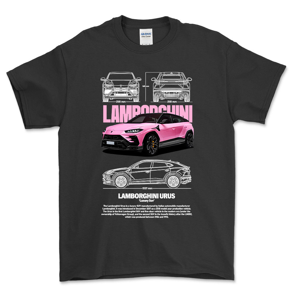 Lamborghini Urus - Unisex T-Shirt , Bomuld-Beklædning-Lamborghini-Sort-S-Forside-Garage Culture Shop- garage - man cave - merchandise