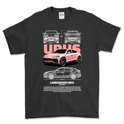 Lamborghini Urus - Unisex T-Shirt , Bomuld-Beklædning-Lamborghini-Sort-S-Forside-Garage Culture Shop- garage - man cave - merchandise