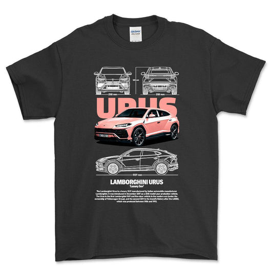 Lamborghini Urus - Unisex T-Shirt , Bomuld-Beklædning-Lamborghini-Sort-S-Forside-Garage Culture Shop- garage - man cave - merchandise