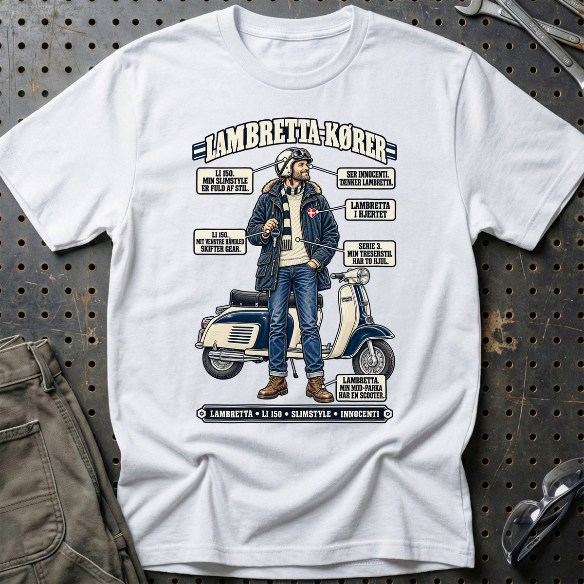
Lambretta-Kører T-Shirt – Hvid