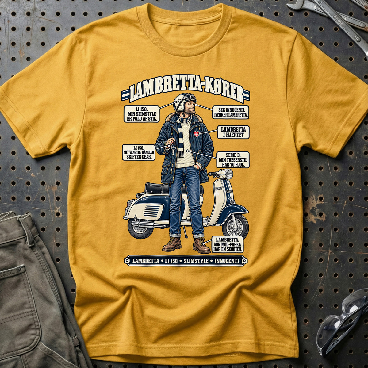 
Lambretta-Kører T-Shirt – Guld