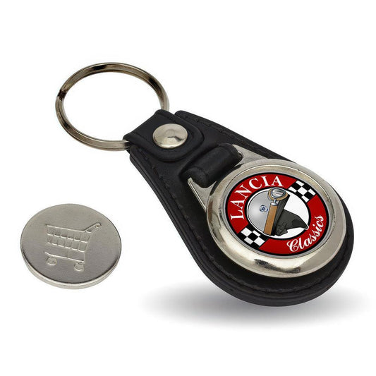 Lancia Classic - Nøglering med Indkøbsvognsmønt – Metal & Kunstlæder-Nøglering-Lancia-Garage Culture Shop- garage - man cave - merchandise