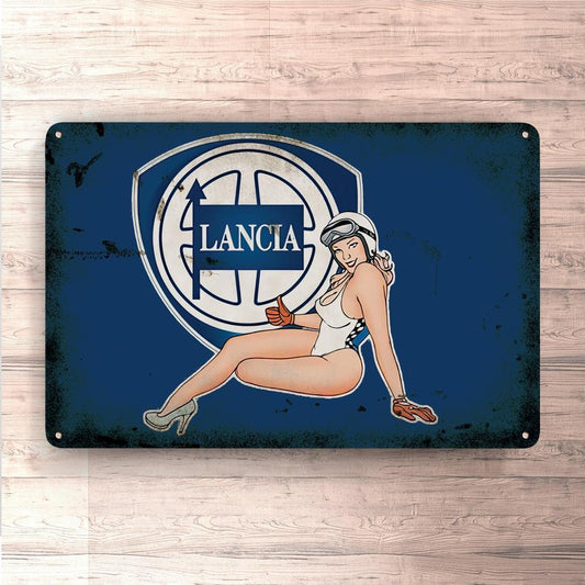 Lancia Pin-Up Vintage Skilte, Musemåtte, Dørmåtte , Plakat-Skilte-Lancia-Garage Culture Shop- garage - man cave - merchandise