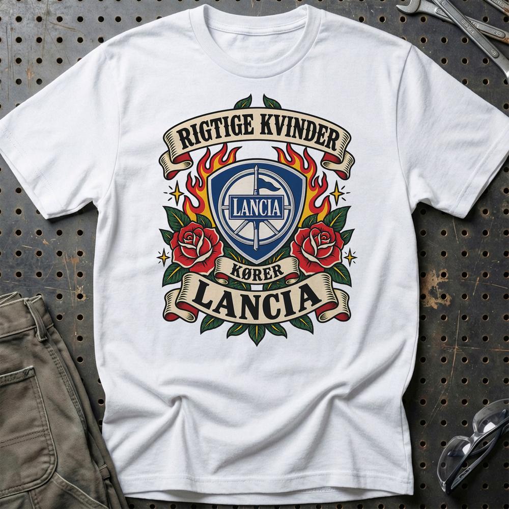 
Produktbillede af Lancia Rigtige Kvinder Kører – Roser og Flammer T-Shirt