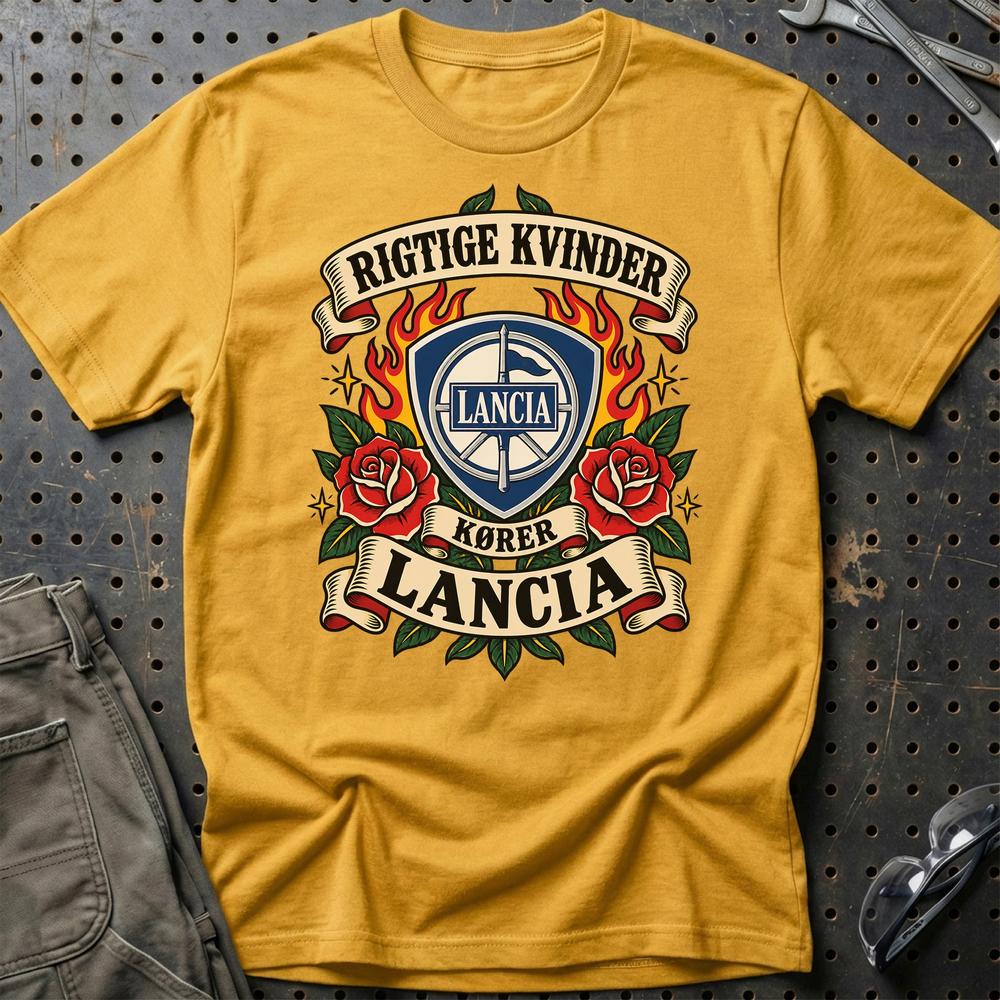 
Produktbillede af Lancia Rigtige Kvinder Kører – Roser og Flammer T-Shirt