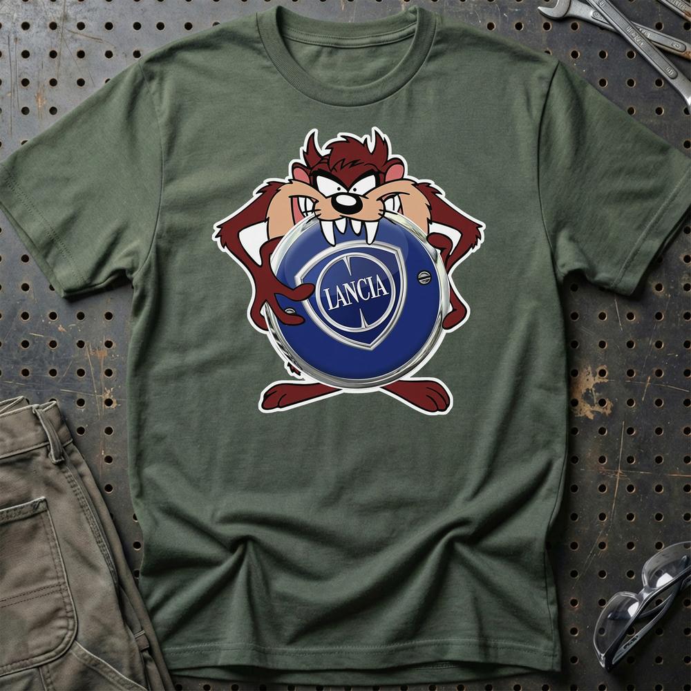 Lancia TAZ T-Shirt-Beklædning-Lancia-Grøn Militær-S-Garage Culture Shop- garage - man cave - merchandise