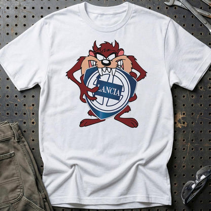 Lancia TAZ Unisex T-Shirt , Bomuld-Beklædning-Lancia-Hvid-S-Garage Culture Shop- garage - man cave - merchandise