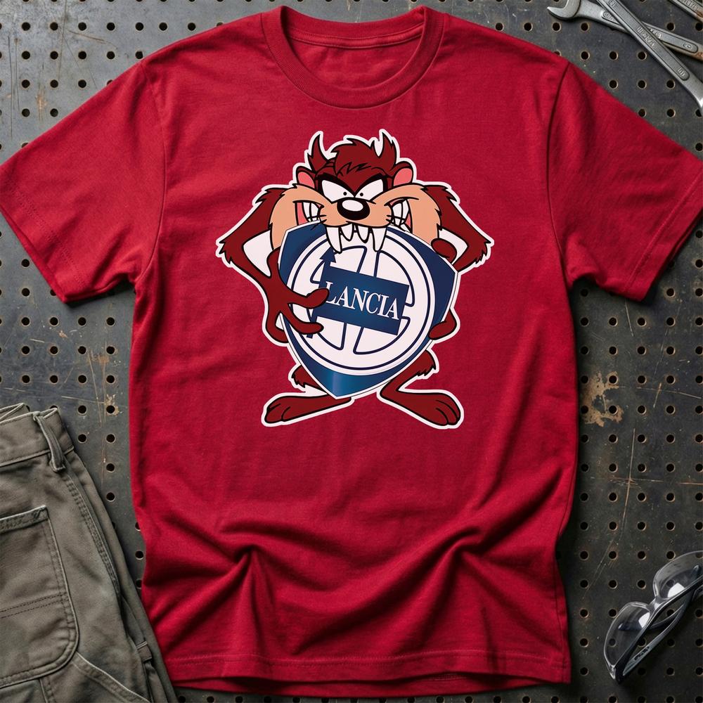 Lancia TAZ Unisex T-Shirt , Bomuld-Beklædning-Lancia-Rød-S-Garage Culture Shop- garage - man cave - merchandise