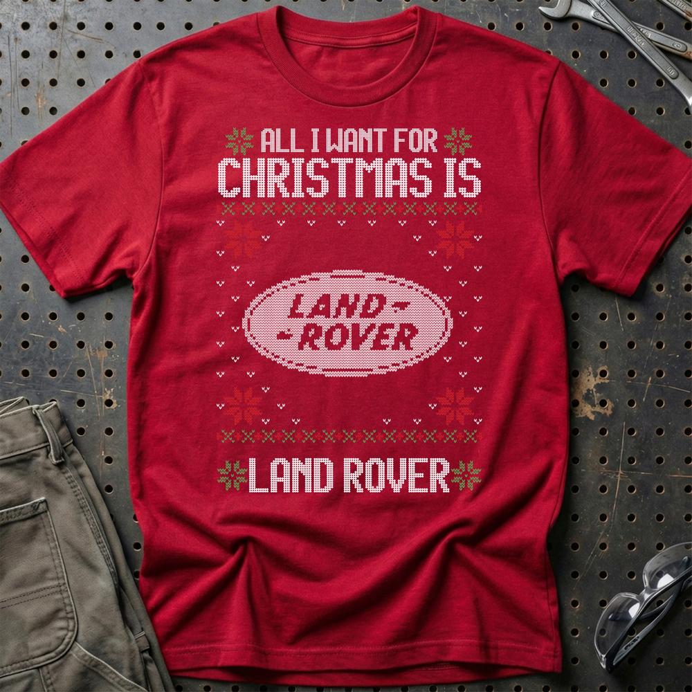 Land Rover - All I Want For Christmas T-Shirt-Beklædning-Land Rover-Rød-S-Garage Culture Shop- garage - man cave - merchandise