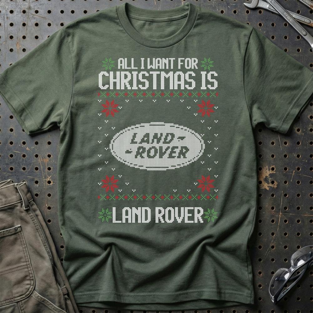 Land Rover - All I Want For Christmas T-Shirt-Beklædning-Land Rover-Grøn Militær-S-Garage Culture Shop- garage - man cave - merchandise