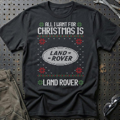 Land Rover - All I Want For Christmas - Unisex T-Shirt , Bomuld-Beklædning-Land Rover-Sort-S-Garage Culture Shop- garage - man cave - merchandise