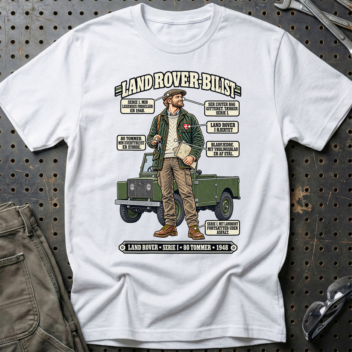 
Land Rover-Bilist T-Shirt – Hvid